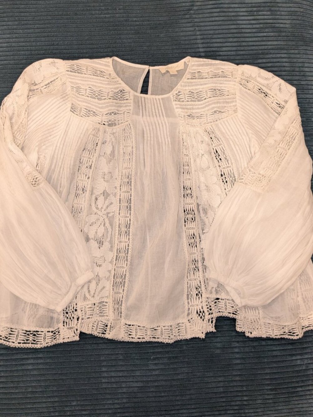 Forever That Girl Top Sm White Sheer Lace Crochet Boho Western Peasant Romantic - Picture 8 of 11